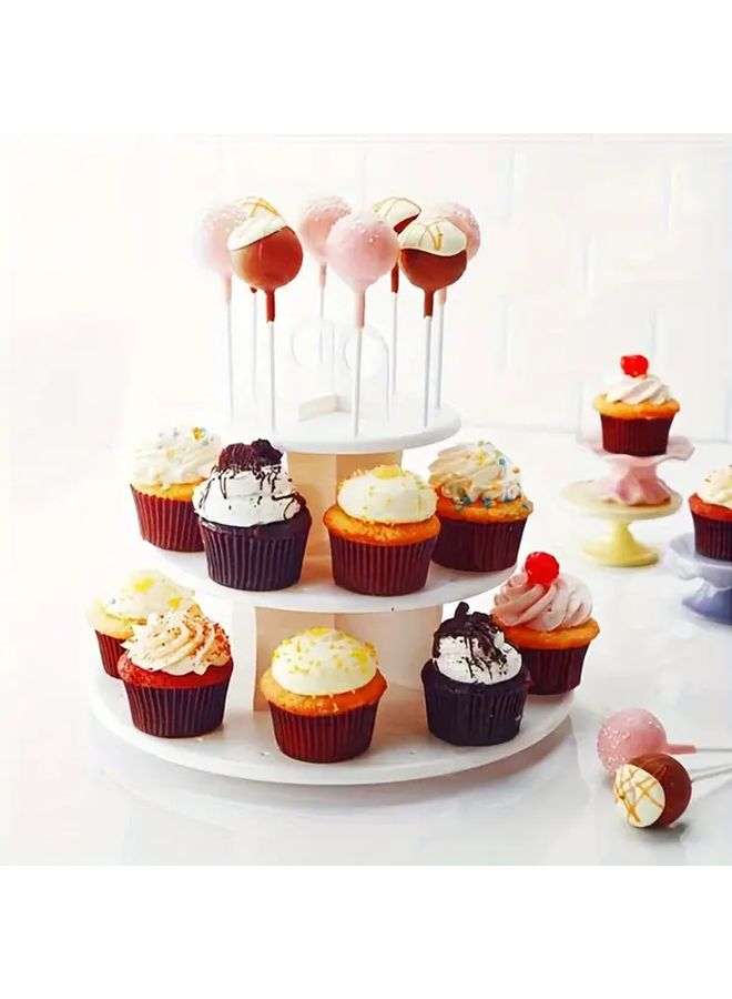 White 3 Tier Lollipop Display Stand With 42 Holes For Candy Cupcakes Party Decorations - Image 2