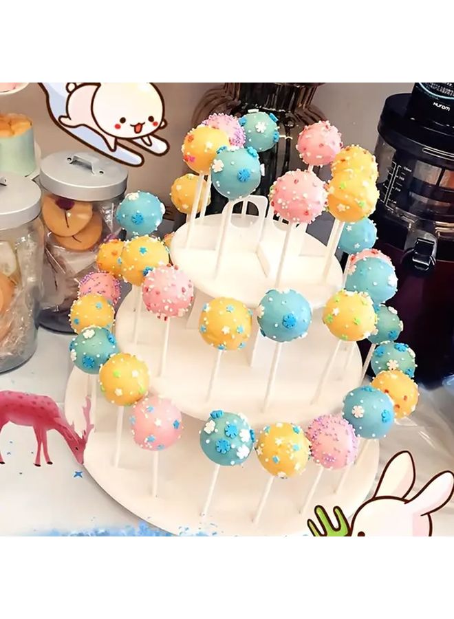 White 3 Tier Lollipop Display Stand With 42 Holes For Candy Cupcakes Party Decorations - Image 1