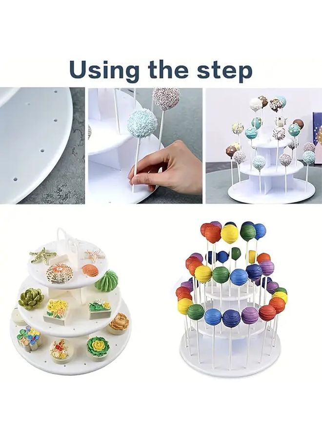 White 3 Tier Lollipop Display Stand With 42 Holes For Candy Cupcakes Party Decorations - Image 5