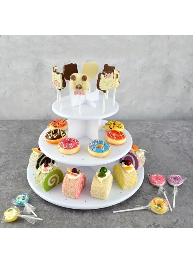 White 3 Tier Lollipop Display Stand With 42 Holes For Candy Cupcakes Party Decorations - Image 3