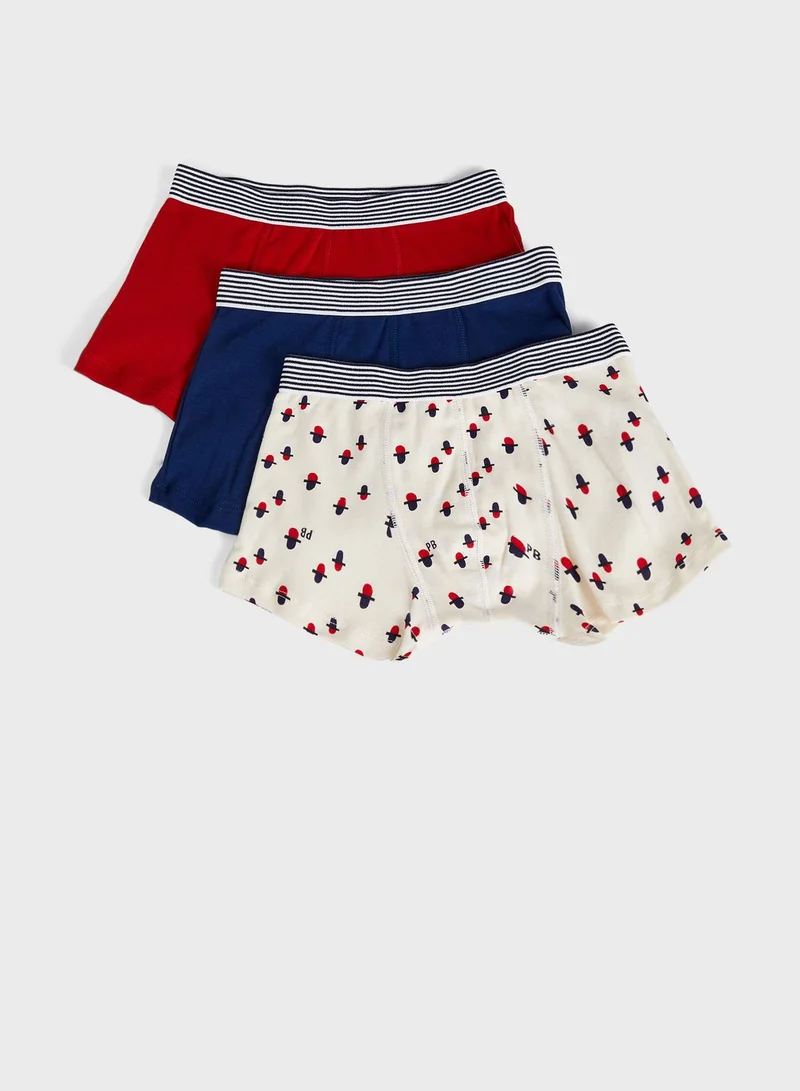 Petit Bateau Kids 3 Pack Assorted Boxer