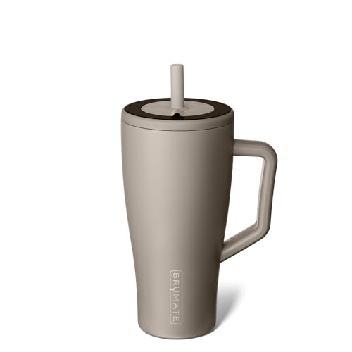 BrMate Era 30 oz Tumbler with Handle and Straw 100 Leakproof Insulated Water Bottle Tumbler with Lid and Flexible SoftSip Straw Made of Stainless Steel Cup Holder Friendly 30oz Mocha