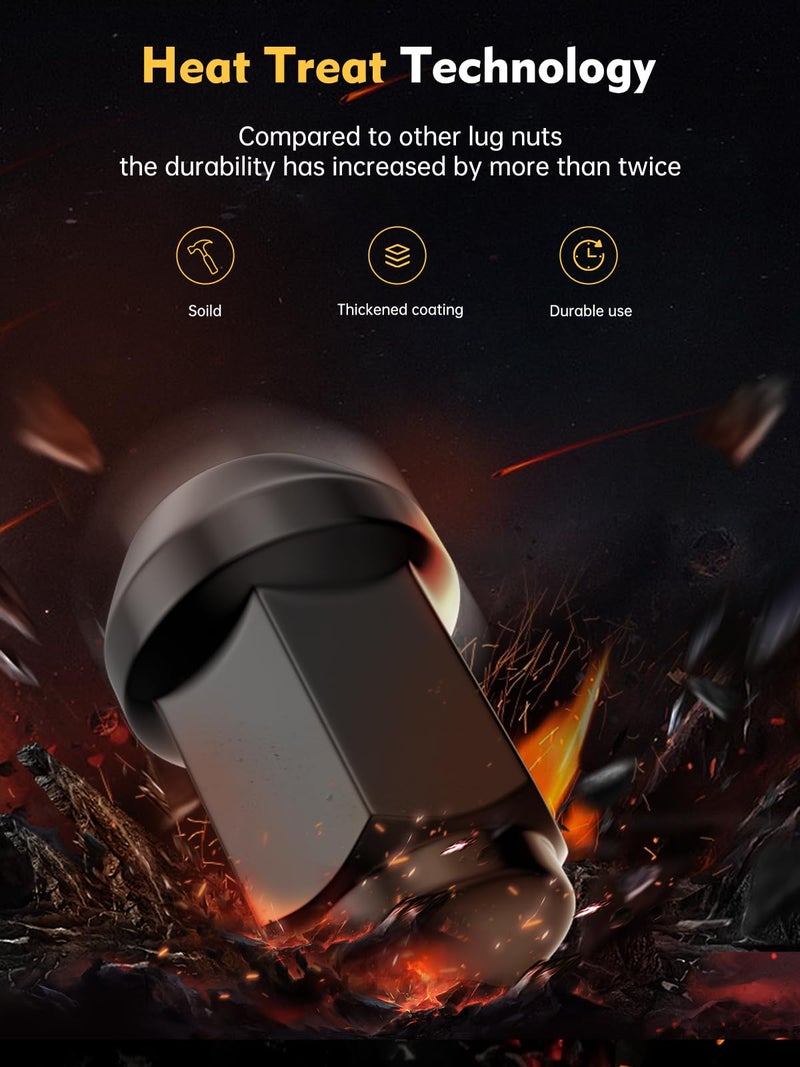 MIKKUPPA 1/2-20 Lug Nuts - Replacement for 1987-2018 Wrangler JK, 2002-2012 Liberty, 1993-2010 Grand Cherokee Aftermarket Wheel - 23pcs Black Closed End Solid Lug Nuts - Image 4