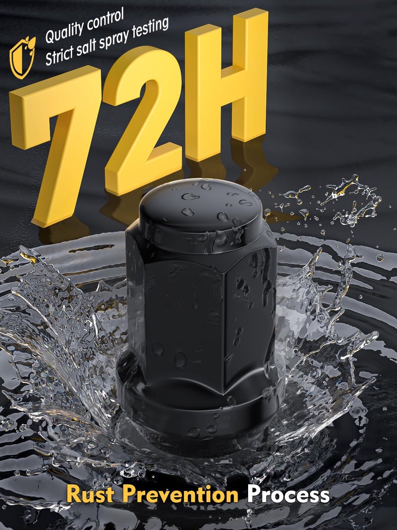 MIKKUPPA 1/2-20 Lug Nuts - Replacement for 1987-2018 Wrangler JK, 2002-2012 Liberty, 1993-2010 Grand Cherokee Aftermarket Wheel - 23pcs Black Closed End Solid Lug Nuts - Image 3