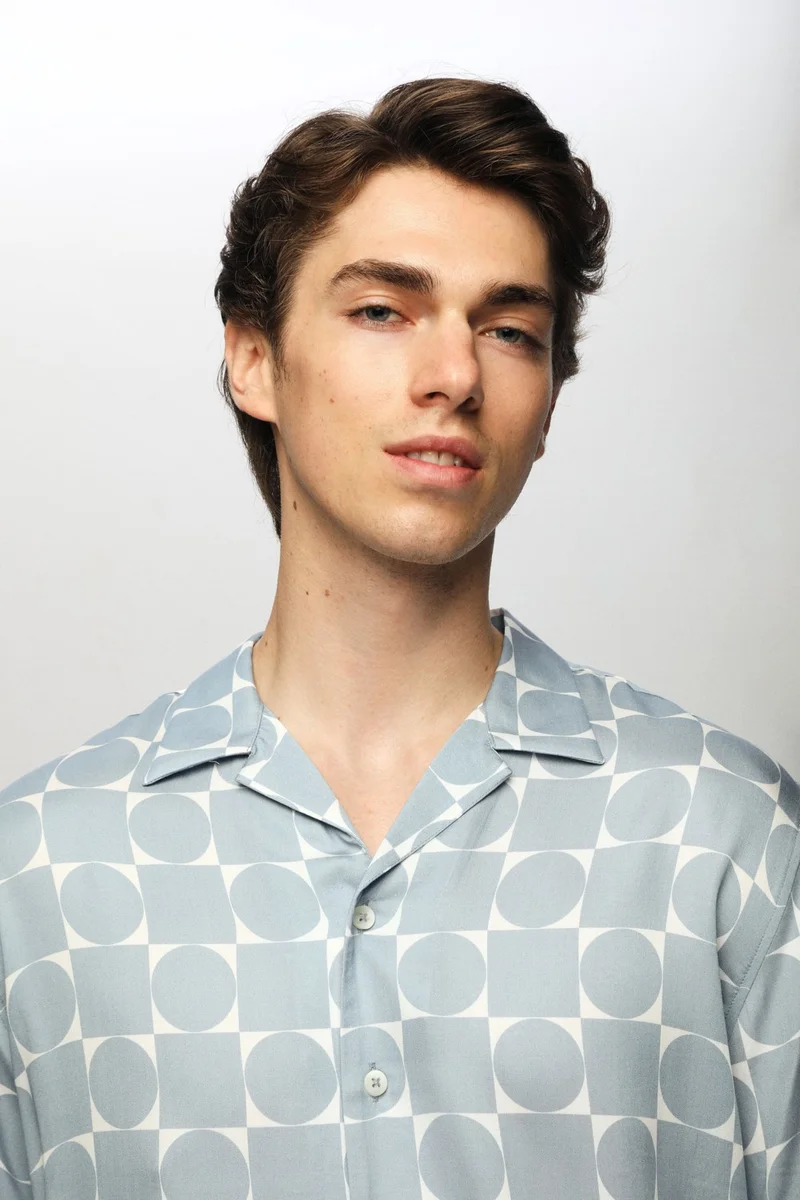 Tween Relaxed Fit Blue Printed Viscose Shirt 2TC02AP120930