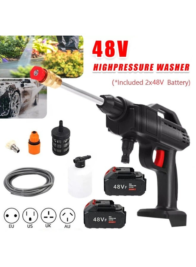 Portable High Pressure Water Gun,Rechargeable Cordless Pressure Washer With Tow 48V Lithium Battery, 5 m Hose and 3 Nozzles, Portable Washer Gun or Electric Washing Gun for Washing Cars, Floors, Garden. - Image 1