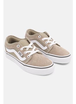 Women Chukka Low Sidest Lace Up Sports Shoes, Khaki/White