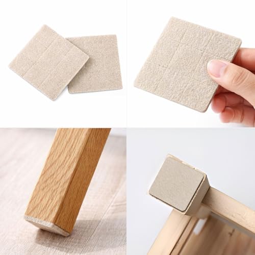 VOLO Pack of 18 Self Adhesive Square Felt Pads – Non Skid Floor Protector Furniture Pads, Chair Sofa Balance Pads, Noise Insulation Floor Bumpers Beige - Image 3