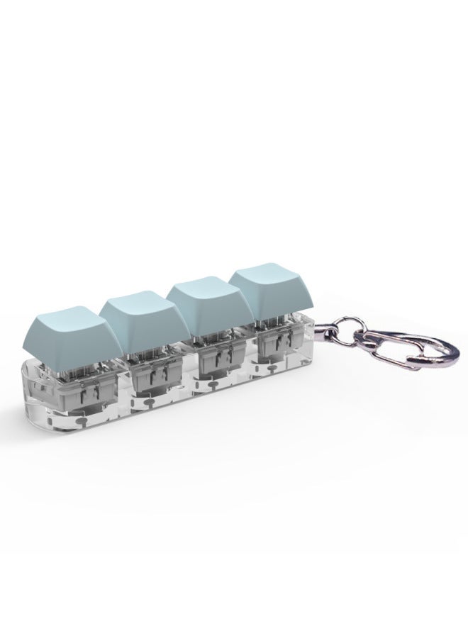 4-key   Blossom Test Shaft Body Experience Toy Stress Relief Keyboard Keycap Tester-Color:Light Blue Keycap Transparent Bottom Shell - Image 1