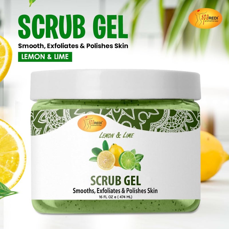 SPA REDI Exfoliating Scrub Pumice Gel Lemon Lime 16 Oz Manicure Pedicure and Body Exfoliator Infused with Hyaluronic Acid Amino Acids Panthenol and Comfrey Extract - Image 2