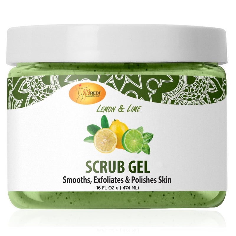 SPA REDI Exfoliating Scrub Pumice Gel Lemon Lime 16 Oz Manicure Pedicure and Body Exfoliator Infused with Hyaluronic Acid Amino Acids Panthenol and Comfrey Extract - Image 1
