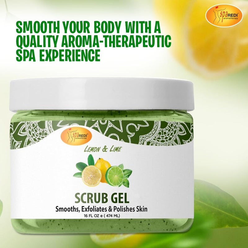 SPA REDI Exfoliating Scrub Pumice Gel Lemon Lime 16 Oz Manicure Pedicure and Body Exfoliator Infused with Hyaluronic Acid Amino Acids Panthenol and Comfrey Extract - Image 3
