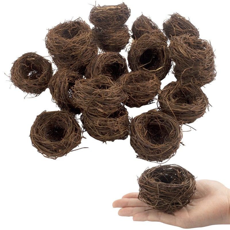Exasinine 18 Pcs 3 Mini Artificial Bird Nest for Crafts Easter Party Wedding Patio Garden Succulent Planter Moss Landscape DIY Terrarium 3 Inches