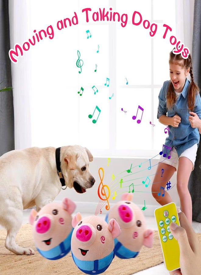 LAIAMER Interactive Plush Dog Toys, Interactive Puppy Toy Bouncing Rolling Dog Ball Remote Control with Music, Self Moving Pet Toy for Small/Medium/Large Bored Dogs to Keep Them Busy(Blue Pig) - Image 2