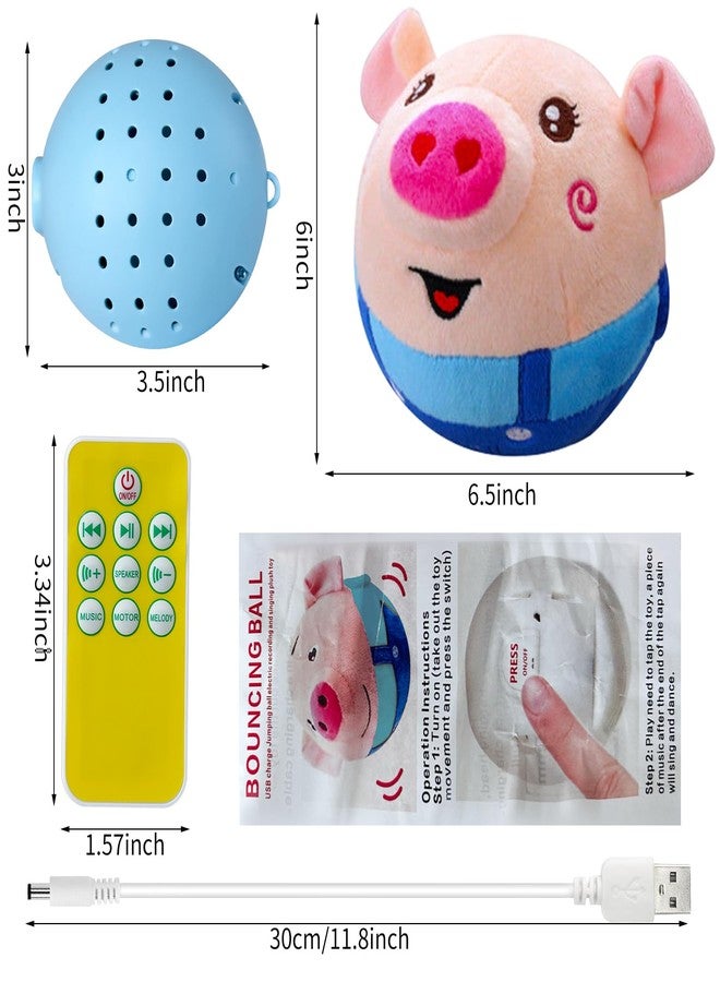 LAIAMER Interactive Plush Dog Toys, Interactive Puppy Toy Bouncing Rolling Dog Ball Remote Control with Music, Self Moving Pet Toy for Small/Medium/Large Bored Dogs to Keep Them Busy(Blue Pig) - Image 3