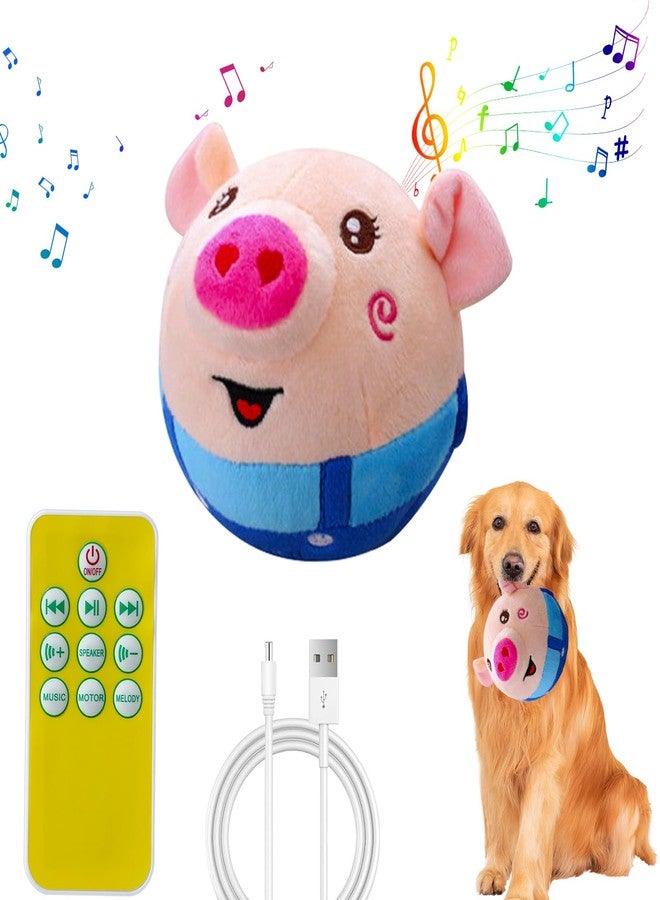 LAIAMER Interactive Plush Dog Toys, Interactive Puppy Toy Bouncing Rolling Dog Ball Remote Control with Music, Self Moving Pet Toy for Small/Medium/Large Bored Dogs to Keep Them Busy(Blue Pig) - Image 1