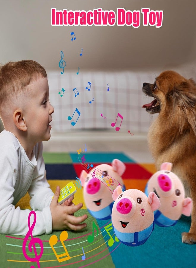 LAIAMER Interactive Plush Dog Toys, Interactive Puppy Toy Bouncing Rolling Dog Ball Remote Control with Music, Self Moving Pet Toy for Small/Medium/Large Bored Dogs to Keep Them Busy(Blue Pig) - Image 5