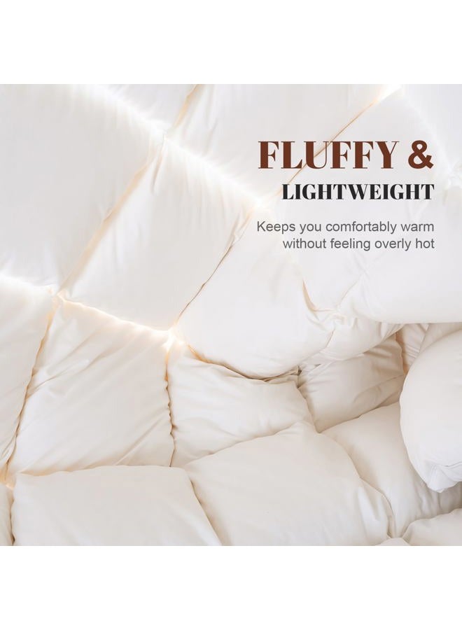 WhatsBedding لحاف من القطن 100% مع حشوة من ريش الأوز والبط، مضاد للحساسية. لحاف لجميع الفصول أو لحاف مستقل (مقاس توأم) - Image 5
