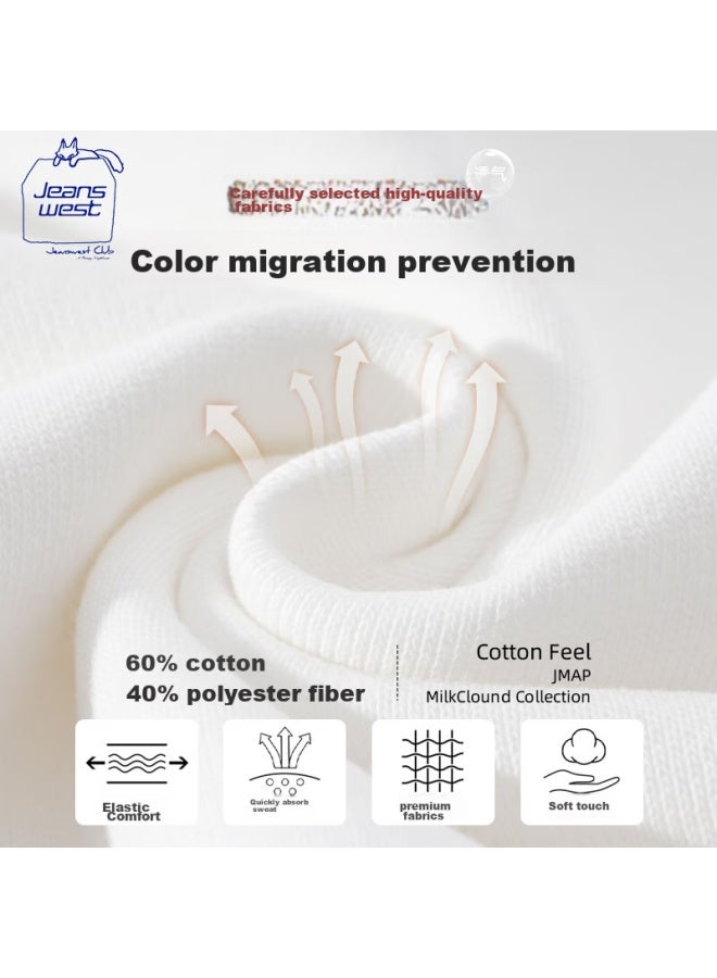 Jeanswest Club Contrasting Color Sweatshirt For Women, Autumn Round Neck Raglan Jacket, Sweet Style Design, Versatile Loose Top