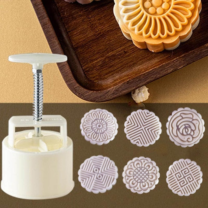 LEKORED Cookie Stamp Fondant Decorative Moon Cake Cookie Pressers Mold 6Pcs Punch Set Hand Make Baking Accessories Fondant Punch Thickness Mold Cookie Kitchen Tool Moon Cake Cutter Pastry 1Pcs - Image 5