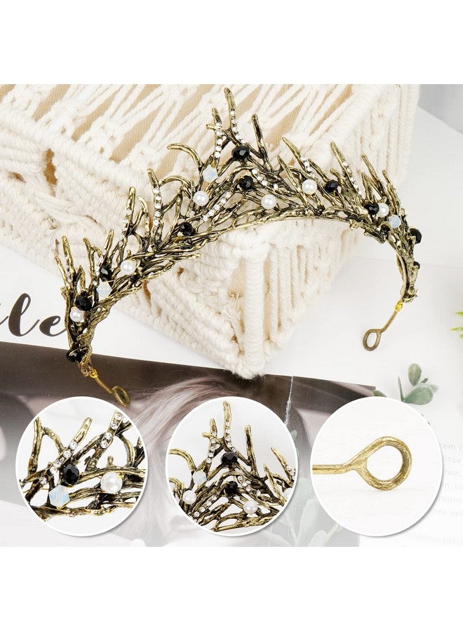 TOCESS Ocess Black Crown Tiara For Women Goth Vintage Queen Princess Baroque Crown For Girls Ideal Gift For Black Swan Witch Costume Show Party Prom Birthday Crystal Rhinestone Crown (Gorgeous Black) - Image 3