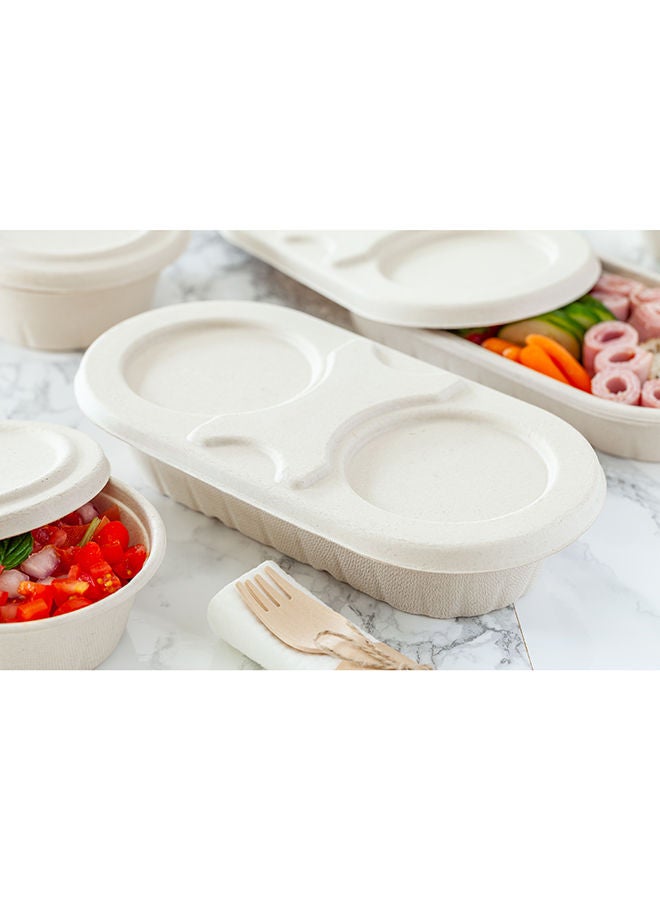 Restaurantware LIDS ONLY: Pulp Tek 9.8 x 4.9 Inch Lids For Take Out Containers, 100 Disposable Lids For Food Containers - Oval, Bagasse Lids For Food Containers, Containers Sold Separately - Image 3