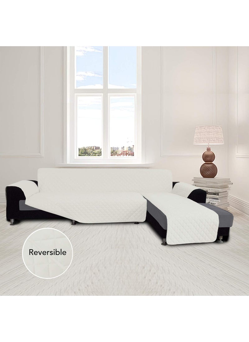 Easy-Going - Easy-Going Sofa Slipcover L Shape Sofa Cover Sectional Couch Cover Chaise Lounge Slip Cover Reversible Sofa Cover Furniture Protector Cover for Pets Kids Children Dog Cat (Large,New Ivory/Ivory) - Image 1