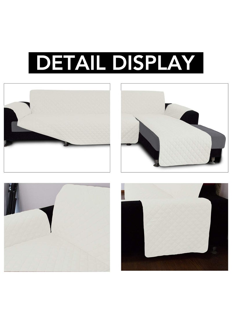 Easy-Going - Easy-Going Sofa Slipcover L Shape Sofa Cover Sectional Couch Cover Chaise Lounge Slip Cover Reversible Sofa Cover Furniture Protector Cover for Pets Kids Children Dog Cat (Large,New Ivory/Ivory) - Image 1