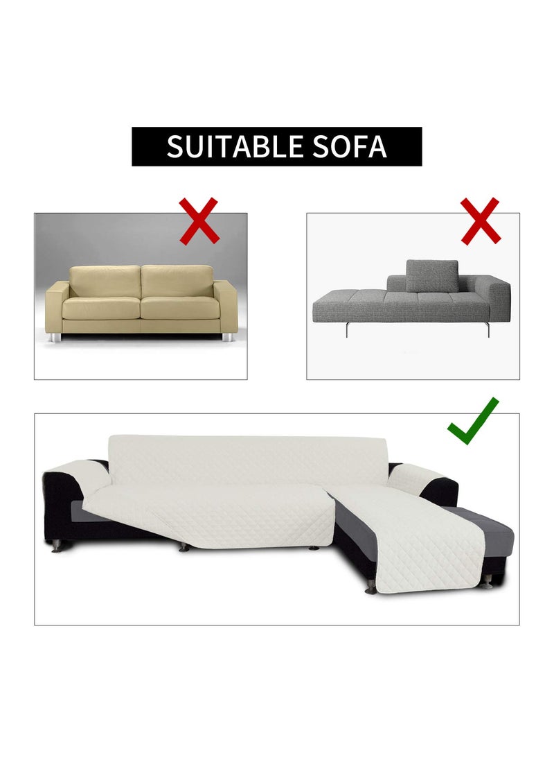 Easy-Going - Easy-Going Sofa Slipcover L Shape Sofa Cover Sectional Couch Cover Chaise Lounge Slip Cover Reversible Sofa Cover Furniture Protector Cover for Pets Kids Children Dog Cat (Large,New Ivory/Ivory) - Image 1
