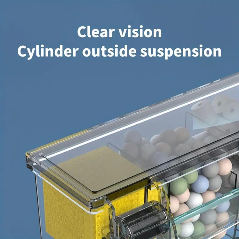 VAYINATO فلتر حوض السمك الخارجي متعدد الوظائف المثبت على الحائط مع عجلة حيوية | نظام ترشيح ثلاثي المراحل مع وسائط الفلترة ومضخة مياه مدمجة (BL-772) - Image 5