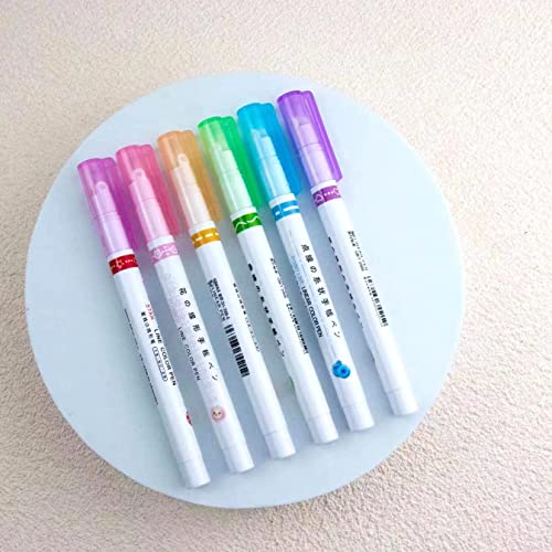 Parshya Curved Roller Highlighter Pens Set – 6 Colors & 6 Pattern Line Markers for Notes, Journaling, Scrapbooking, Kids Drawing | Smooth Cute Decorative Highlighter Pens for School & Office - Image 4