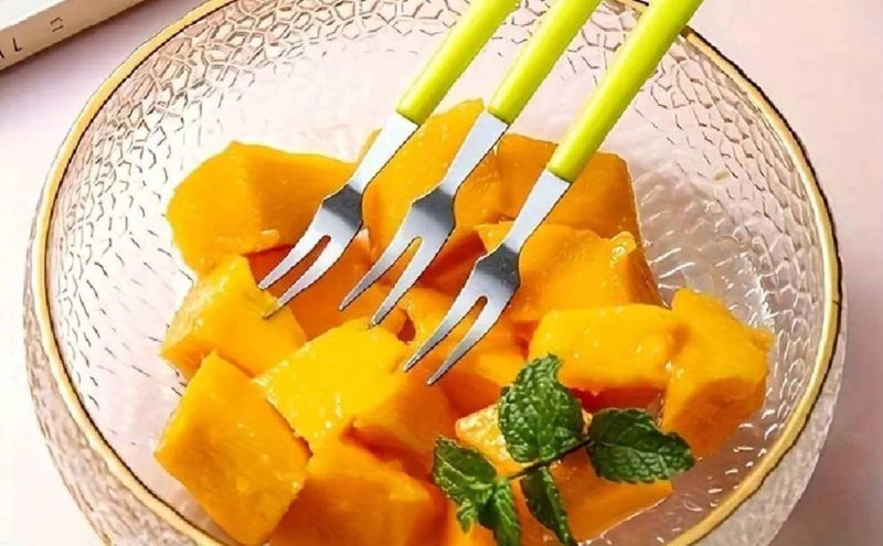 Prostuff.in® 6Pcs Stainless Steel Fruit Forks with Non-Slip Handles – Reusable Mini Appetizer Fork Set for Fruits, Snacks, Cheese, and Desserts (Multicolour) - Image 3