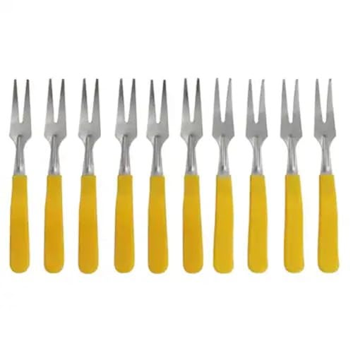 Prostuff.in® 6Pcs Stainless Steel Fruit Forks with Non-Slip Handles – Reusable Mini Appetizer Fork Set for Fruits, Snacks, Cheese, and Desserts (Multicolour) - Image 1