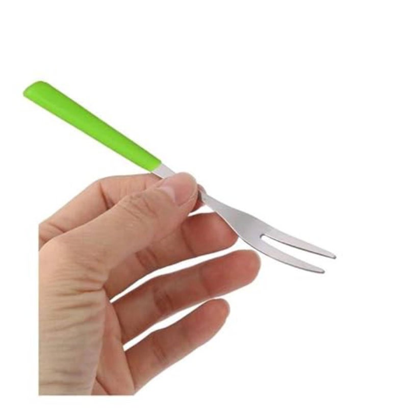 Prostuff.in® 6Pcs Stainless Steel Fruit Forks with Non-Slip Handles – Reusable Mini Appetizer Fork Set for Fruits, Snacks, Cheese, and Desserts (Multicolour) - Image 4
