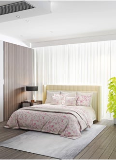 Raymond Raymond Home King Flat Sheet Bedsheet 200 Thread Count Luxirious 100% Long Staple Cotton Bedding Printed Sateen Percale Bed Linen with 2 Pillow Case - Flowers (274 * 274 CM)  - Image 1