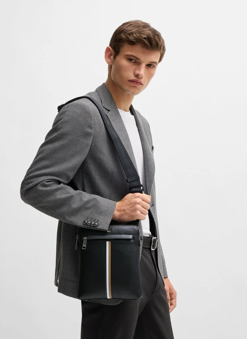 BOSS Faux-leather envelope bag with signature stripe