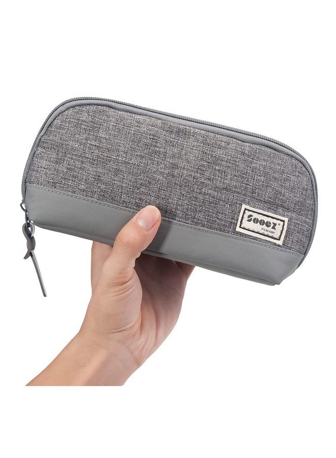 Sooez Wide-Opening Pencil Pen Case, Lightweight & Spacious Pencil Bag Pouch Box Organizer, Aesthetic Supply With Triangular Design For Adults, Grey - Image 1