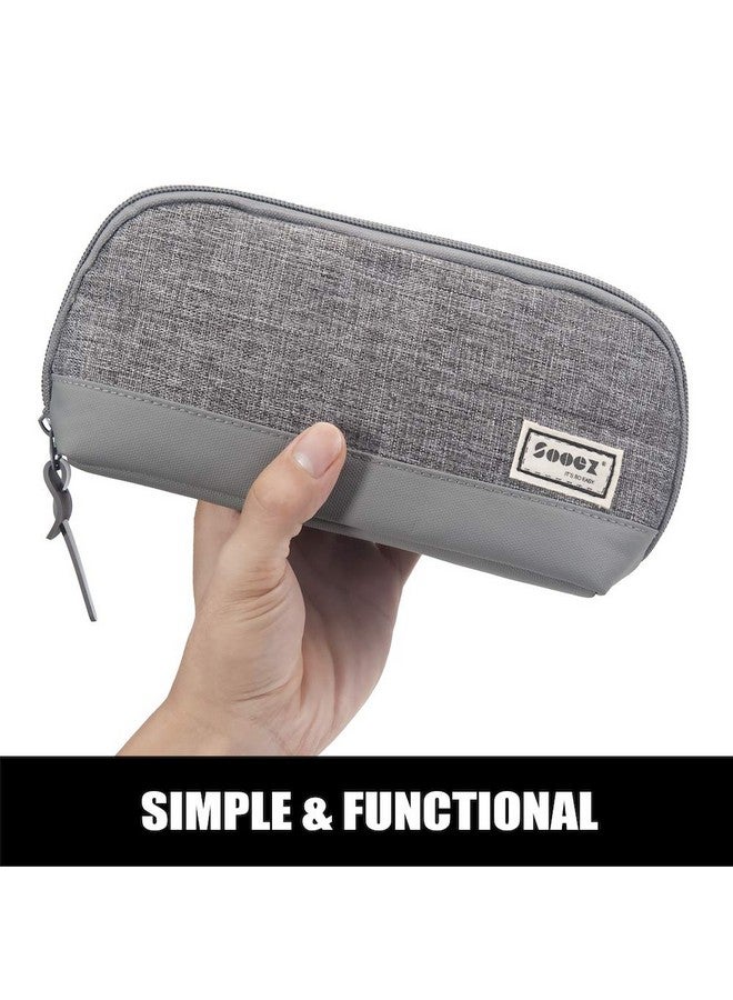 Sooez Wide-Opening Pencil Pen Case, Lightweight & Spacious Pencil Bag Pouch Box Organizer, Aesthetic Supply With Triangular Design For Adults, Grey - Image 2