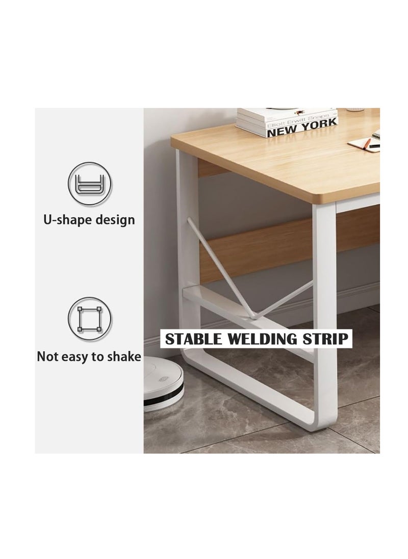 CityRiya-Long - Contemporary Home Office Desk,Computer Desk,100CM Home Office Desk with Drawer and BookShelf Modern Gaming Desk Study Table Office Corner Table Stable Computer Laptop Table(DBL100-Grey) - Image 1
