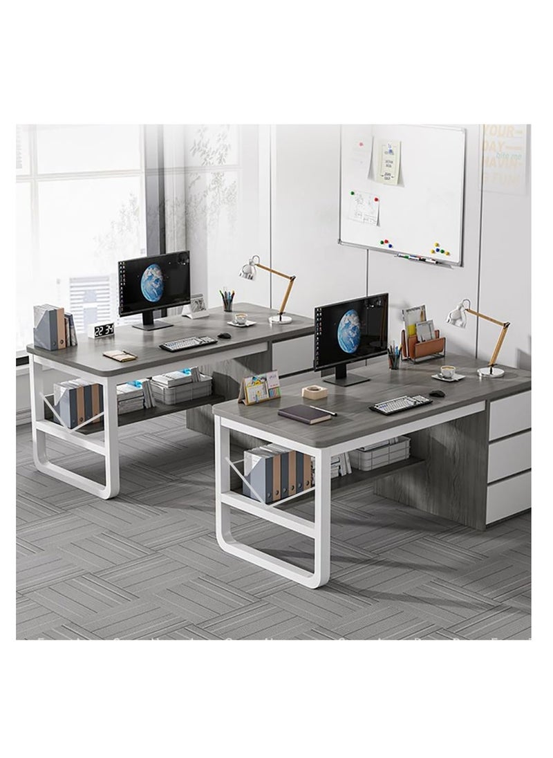 CityRiya-Long - Contemporary Home Office Desk,Computer Desk,100CM Home Office Desk with Drawer and BookShelf Modern Gaming Desk Study Table Office Corner Table Stable Computer Laptop Table(DBL100-Grey) - Image 1