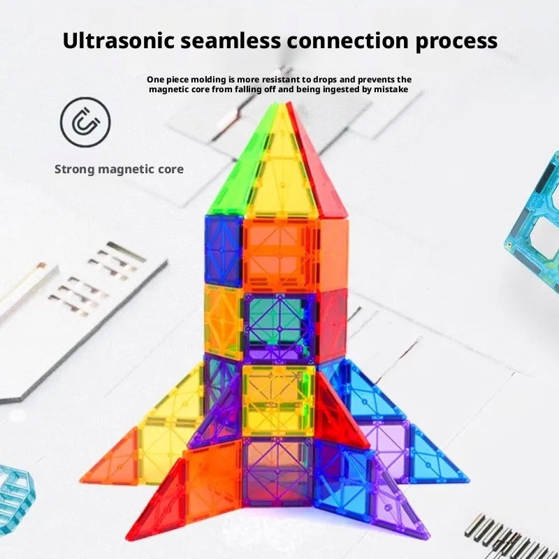 Colorful Magnetic Tiles Building Blocks Set for Kids Educational Toy - Image 2