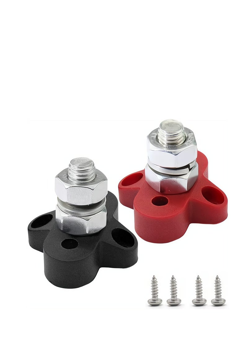 Excefore 2 Pack Bus Bar Power Distribution Block Junction Block 3/8" Positive Single Power Junction Post Insulated Terminal Stud Heavy Duty 48V for Auto - Image 1