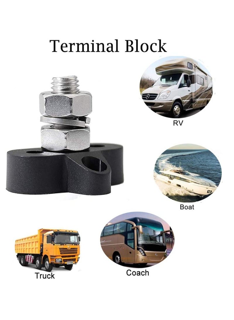 Excefore 2 Pack Bus Bar Power Distribution Block Junction Block 3/8" Positive Single Power Junction Post Insulated Terminal Stud Heavy Duty 48V for Auto - Image 4