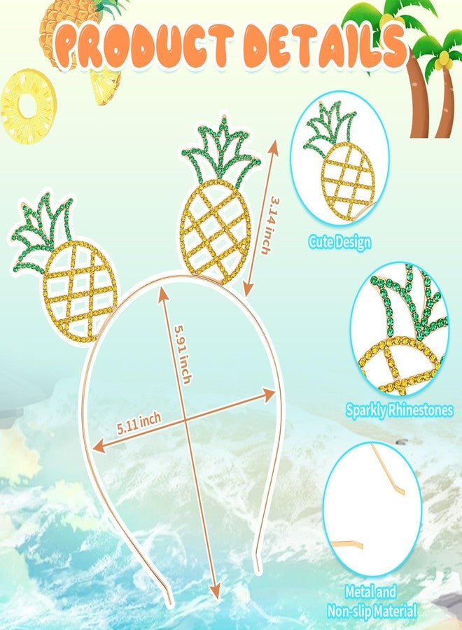 YARIEW Pineapple Headbands for Women Rhinestone Headband Hawaiian Party Headband Tropical headband for Women Girls Hawaiian Party Favors Luau Party Supplies Tropical Party Decorations - Image 2