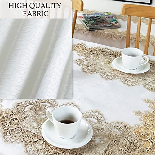 BrekSdat Lace Placemats of Polyester for Dining Table Set of 6 Farmhouse Style Beige Placemat for Wedding Hotel Kitchen 12 x 18 Inches Elegant Vintage Embroidered for Christmas Daily Use, Washable - Image 4