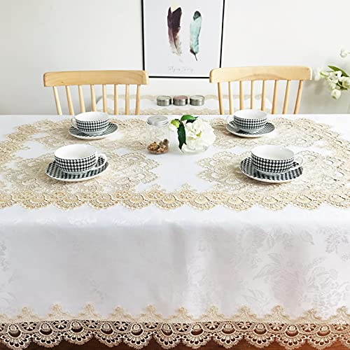 BrekSdat Lace Placemats of Polyester for Dining Table Set of 6 Farmhouse Style Beige Placemat for Wedding Hotel Kitchen 12 x 18 Inches Elegant Vintage Embroidered for Christmas Daily Use, Washable - Image 5