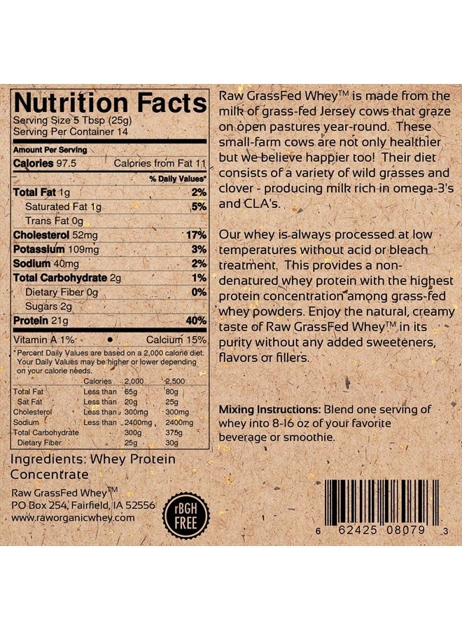 Raw Organic Whey Raw Grass Fed Whey - Happy Healthy Cows, COLD PROCESSED Undenatured 100% Grass Fed Whey Protein Powder, GMO-Free + rBGH Free + Soy Free + Gluten Free + No Added Sugar, Unflavored, Unsweetened (12 OZ) - Image 4