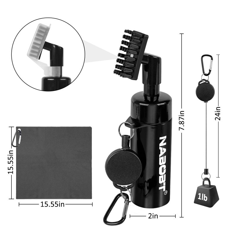 nabobt Golf Towel and Brush Set, Premium Golf Towel(16x16 inch) & Splash Golf Club Cleaner Brush Set, Retractable Clip Golf Cleaner Brush & Super Absorbent Microfiber Towel, Golf Accessories for Men - Image 5