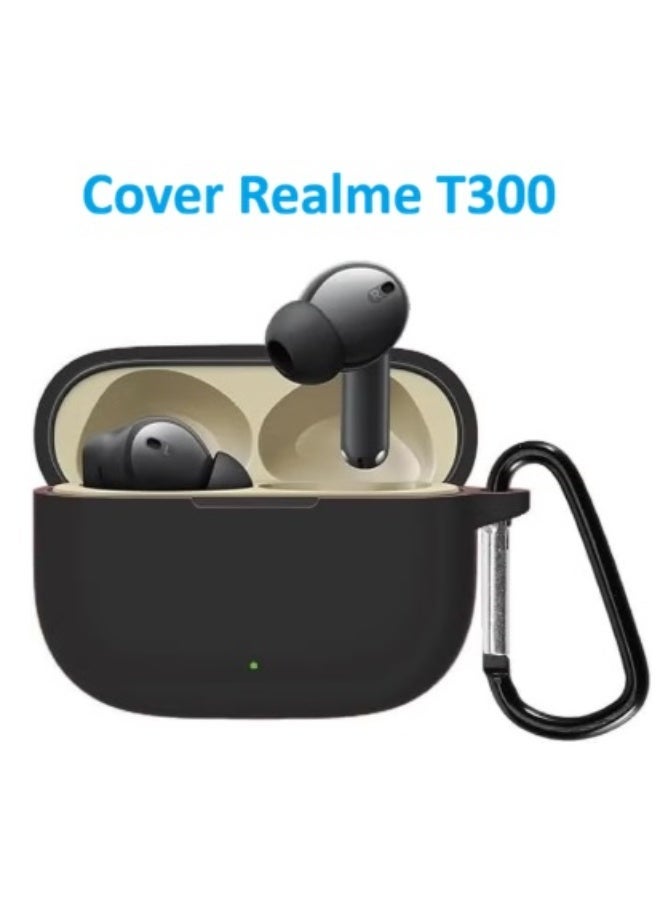 Silicone case for Realme Buds T300 earphones - black - Image 1