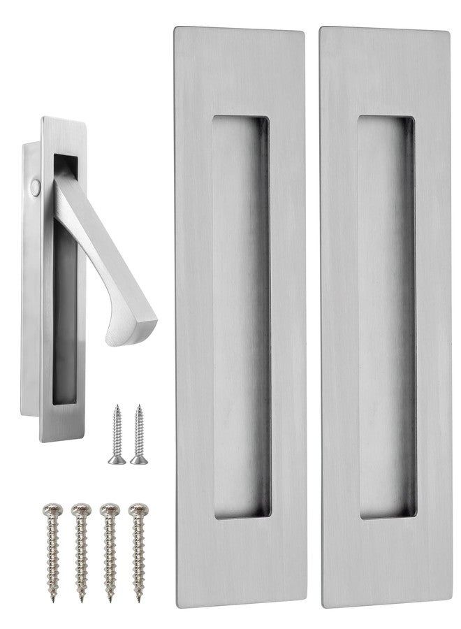 Malimali Pocket Door Pull and Edge Pull Set, Stainless Steel Pocket Door Hardware Recessed Pocket Door Handle Sliding Door Pulls Finger Flush Pull (Brushed Steel, 3 Pack) - Image 1